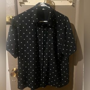 Uniqlo black polkadot blouse